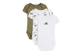 Name It loden green dino bodysuit (3-pack)